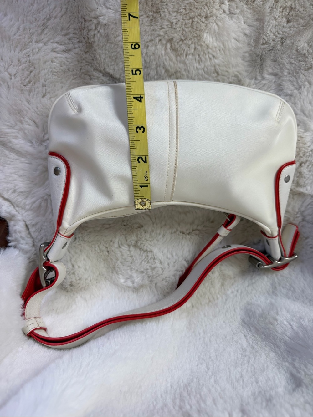 COACH Y2K Bicolor White Nylon Leather J3K-6671 Hobo Shoulder Pochette Bag - Picture 12 of 12